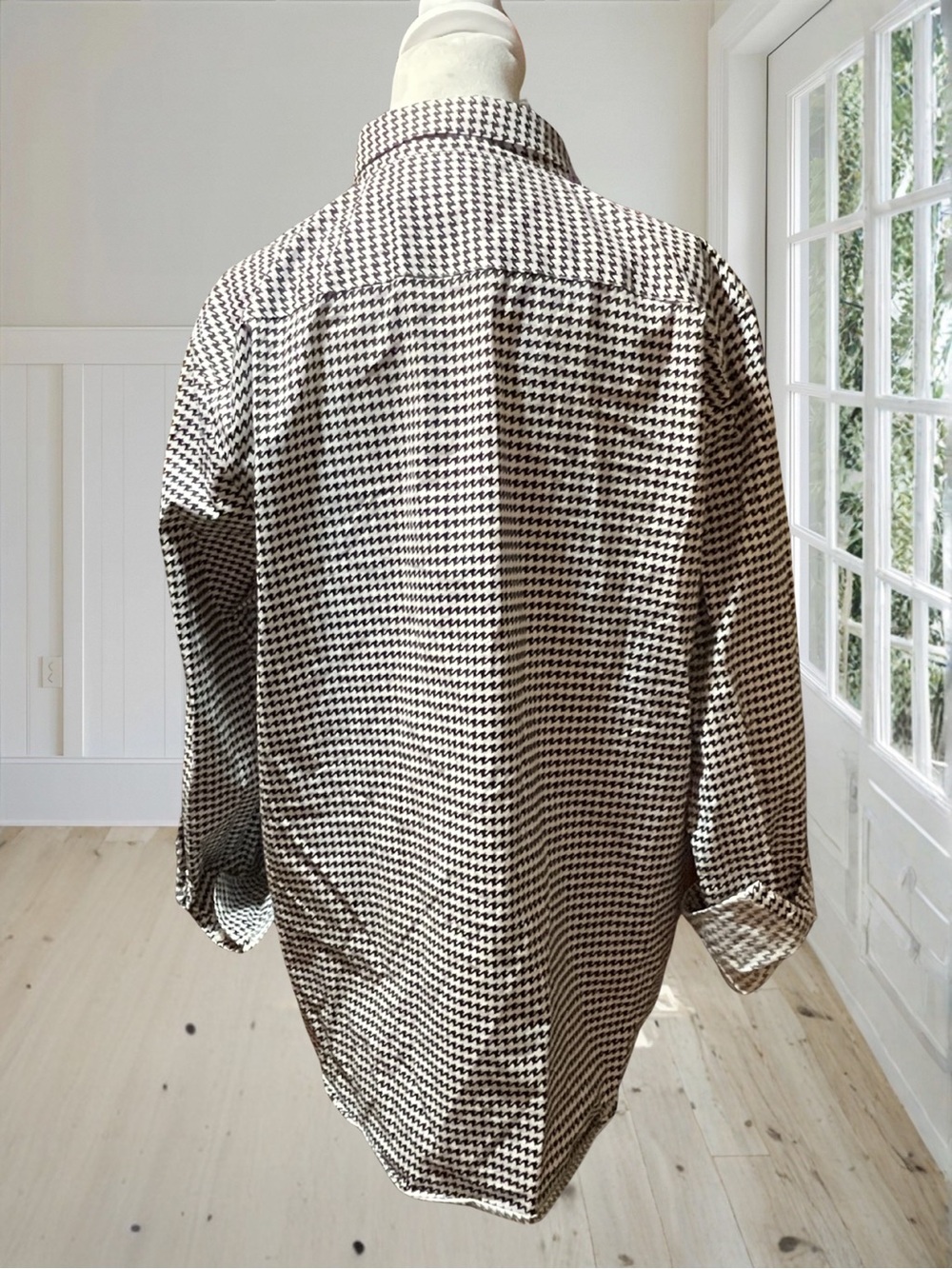LAUREN RALPH LAUREN Women's XL Houndstooth Stretch Non Iron Button Up Shirt LRL - Picture 5 of 11